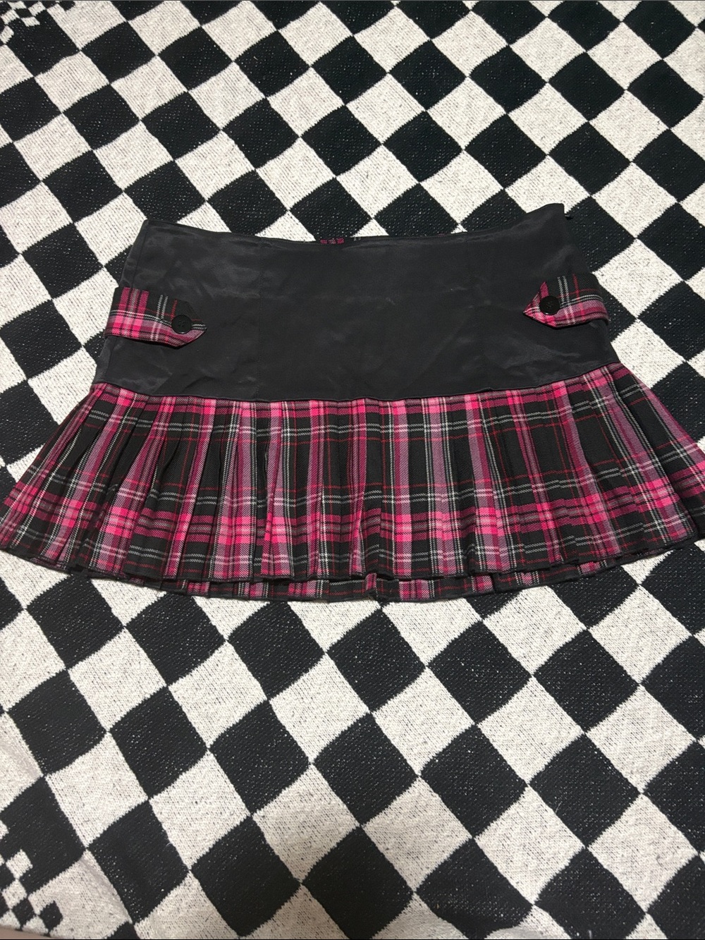 Vintage Candie's Plaid Pleated Micro Mini Skirt
